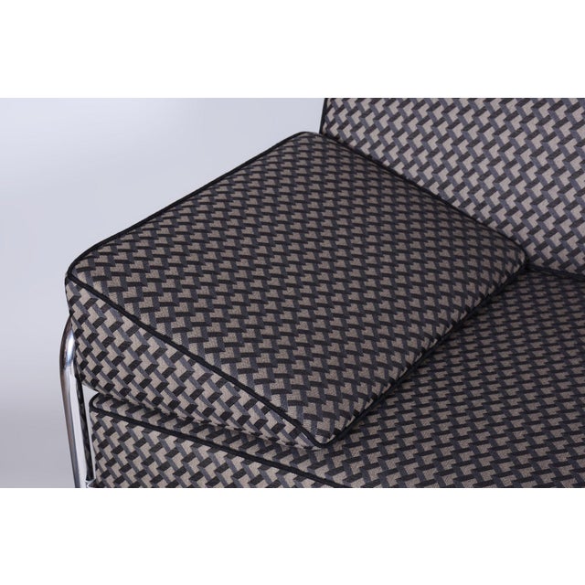 Black Bauhaus Sofa in Chrome & Upholstery attributed to Mücke-Melder, Czech, 1930s For Sale - Image 8 of 17