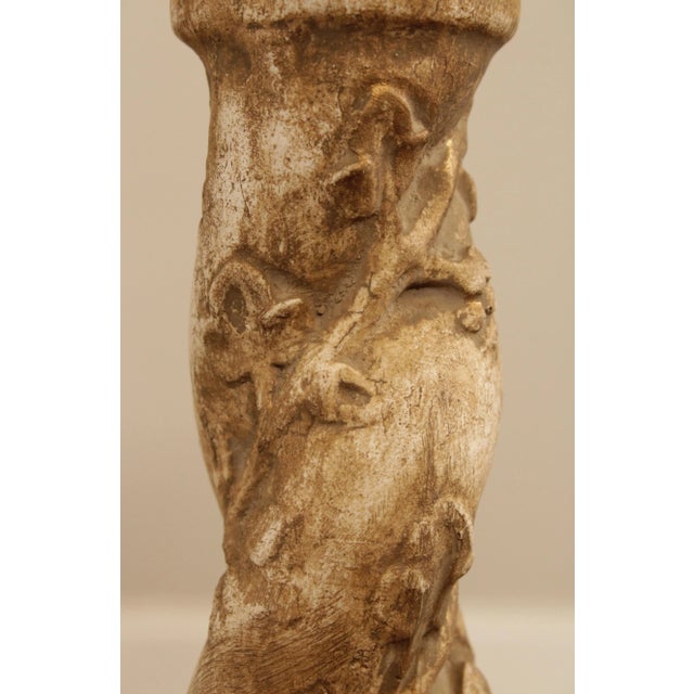 Milano Designs Tall Carved Twisted Torchier Candlestick Table Lamps - A Pair For Sale - Image 9 of 13