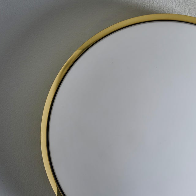1960s Glashütte Limburg Brass & Opaline Glass Flush Mount in the Manner of Stilnovo For Sale - Image 11 of 12
