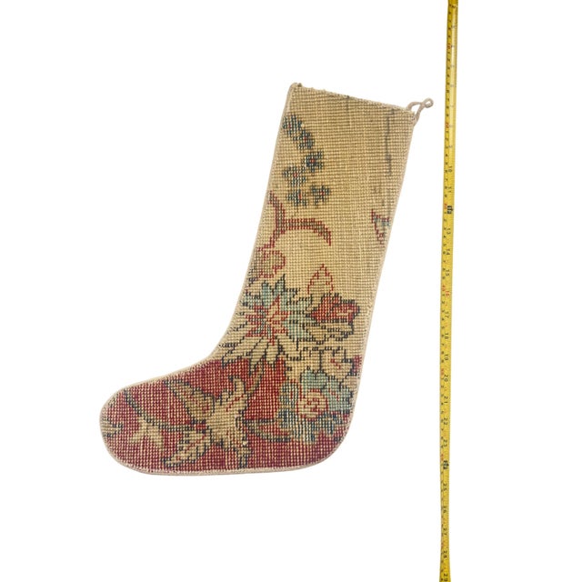 2020s Vintage Turkish Kilim Christmas Stocking With Red Star Motif, Cream Wool, 11.8 X 17.7 in – Handwoven One of a Kind Decor For Sale - Image 5 of 7
