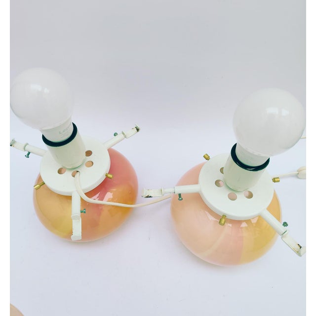Italian Pink Murano Glass Lamps, 1980s, Set of 2 For Sale - Image 9 of 13