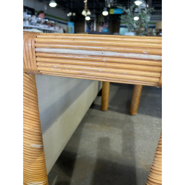 Mid 20th Century Vintage Pencil Reed and Glass Console or Sofa Table For Sale - Image 5 of 10