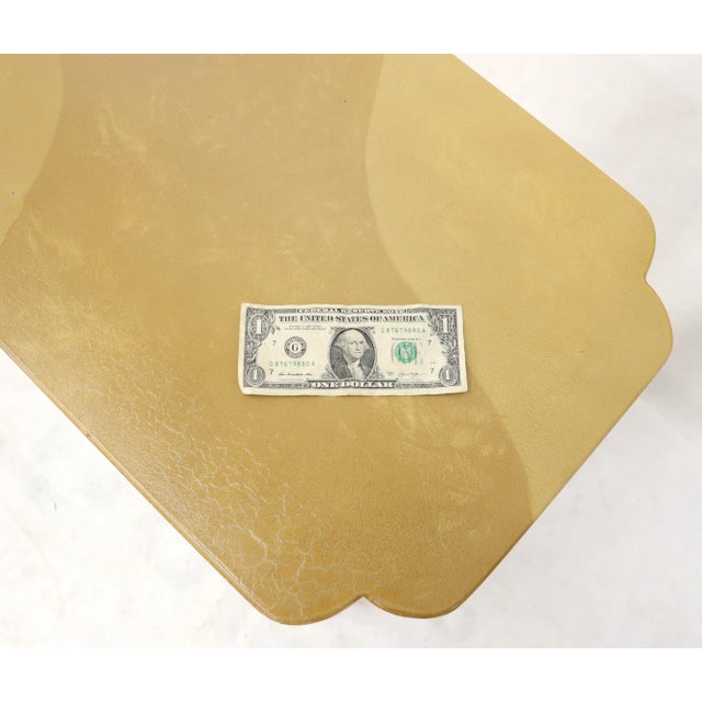 Mid-Century Modern Faux Goat Skin Tan Console Sofa Table For Sale - Image 3 of 12