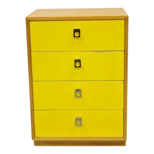 Mid 20th Century Founders Jack Cartwright Mid Century Modern Yellow Nightstand Chest Maple Chrome