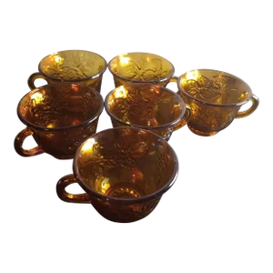 Vintage Indiana Glass Marigold Carnival Glass Punch Cups- Set of 6