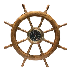 Vintage Ship Wheel Brass Porthole Clock From Art Temple
