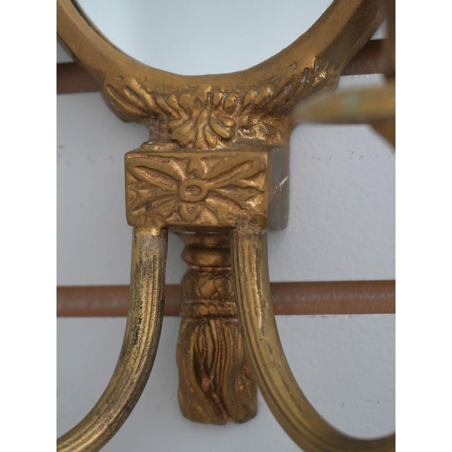 Brass Pair of Maitland Smith Neoclassical Brass Candelabra Sconces For Sale - Image 8 of 10