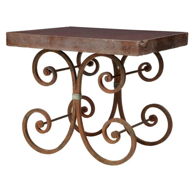 French Iron Baker's Table with Marble Top, 1920s For Sale - Image 12 of 12