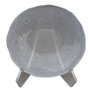 1995 Cristina Salusti Fossil Glass Frosted Low Bowl Handmade and Artist Signed For Sale