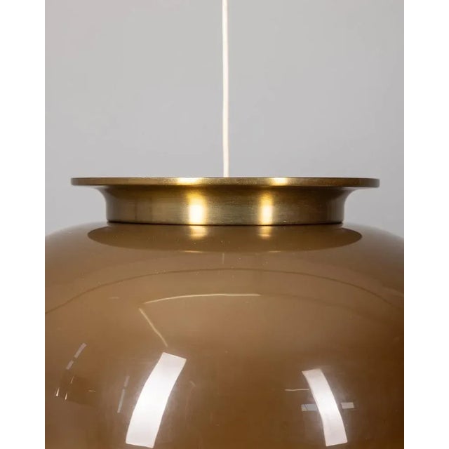 Metal Vintage Pendant Light in Brown Plastic by Luigi Massoni for Harwey Guzzini, 1970s For Sale - Image 7 of 8