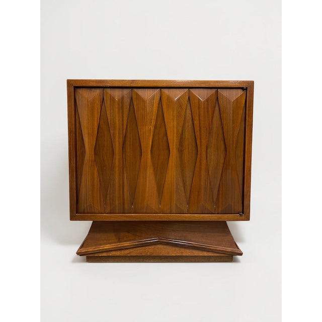 Pair of 1960s Mid-Century Modern Walnut Geometric Nightstands For Sale - Image 12 of 16