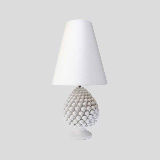 Vintage Pine Cone Shaped White Ceramic Table Lamps, 1960s, Set of 2 For Sale - Image 13 of 15