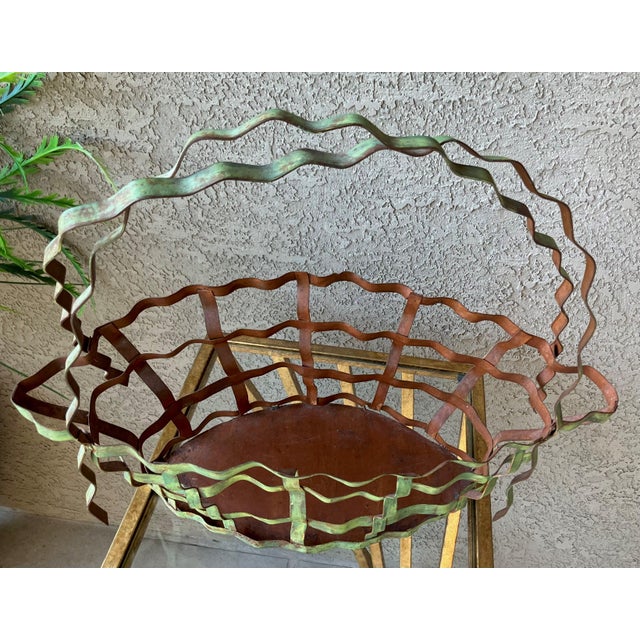 Rustic Chic Late 20th-Century Whimsical Crimped Steel Planter Basket For Sale In Austin - Image 6 of 18