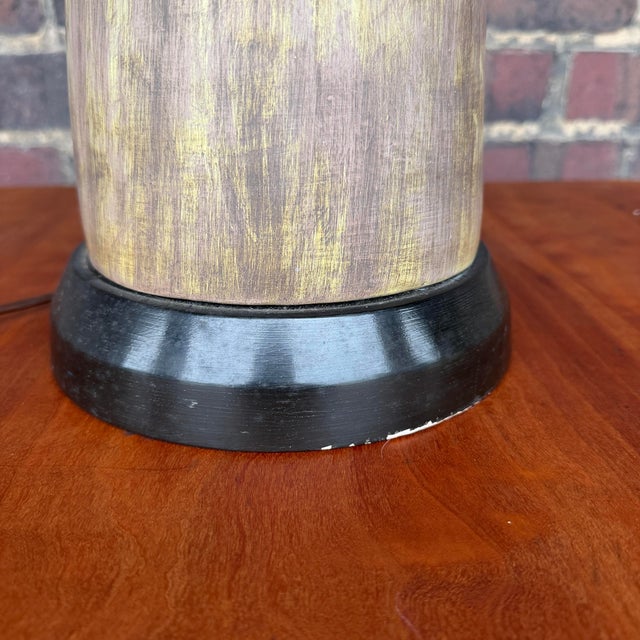 Brown Mid-Century Tapered Ceramic Lamp With Brushed Glaze For Sale - Image 8 of 11