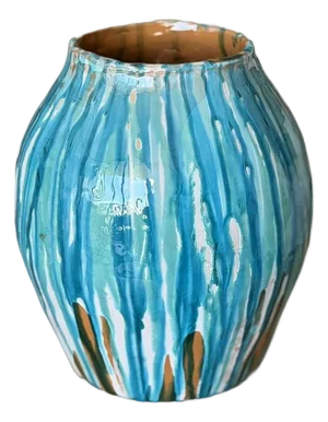 Turquoise Drip Italian Ceramic Vase