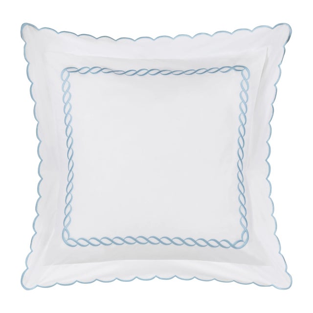 Scalloped Chain Euro Sham, Light Blue