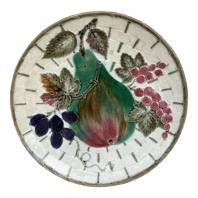 19th Century Victorian Majolica Pear Fruit Plate Wedgwood For Sale