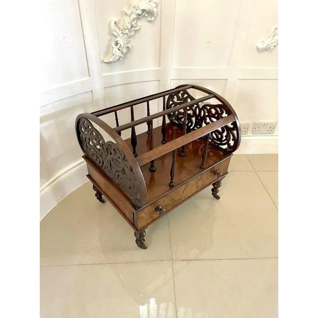 Large Victorian Freestanding Burr Walnut Canterbury, 1850s For Sale - Image 6 of 12