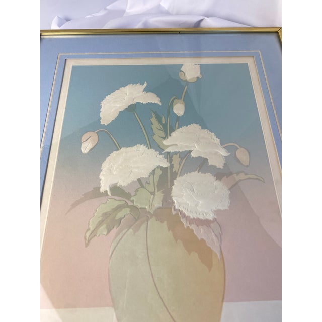 1980s Embossed Floral Serigraph "Carnations" by David Allgood For Sale In Portland, OR - Image 6 of 10