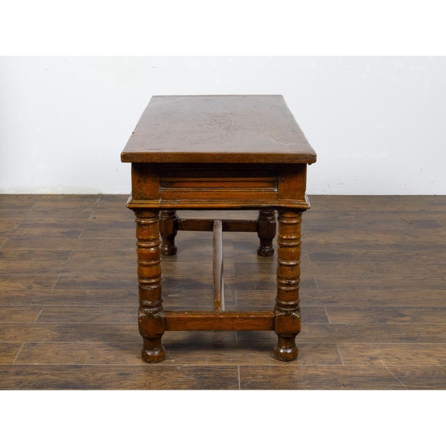 18th Century Spanish Walnut Console Table with Carved Drawers and Baluster Legs For Sale - Image 9 of 12