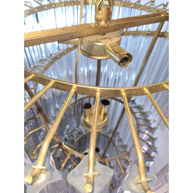 Brass Very Large Vintage Italian Murano Glass Spiral Chandelier 55" For Sale - Image 8 of 12