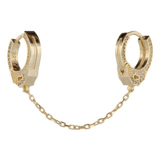 Gold & Diamond Handcuff Design Earring For Sale