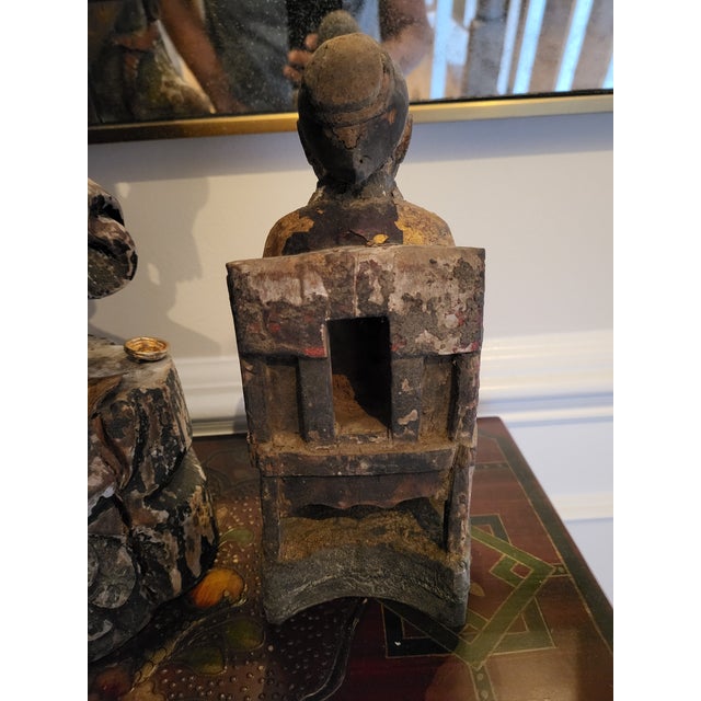 Antique Chinese Giltwood Ancestral Scholar Figure For Sale - Image 4 of 4
