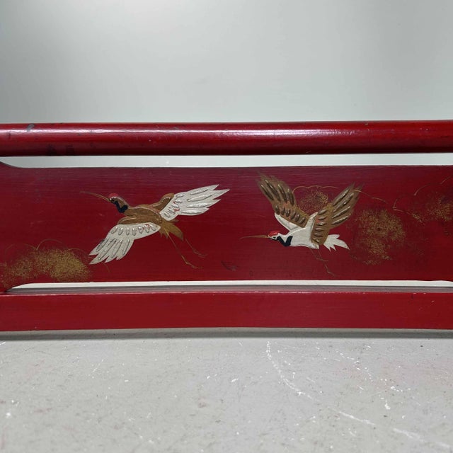 Antique Japanese Lacquered Crane Kimono Hanger Stand For Sale - Image 17 of 18