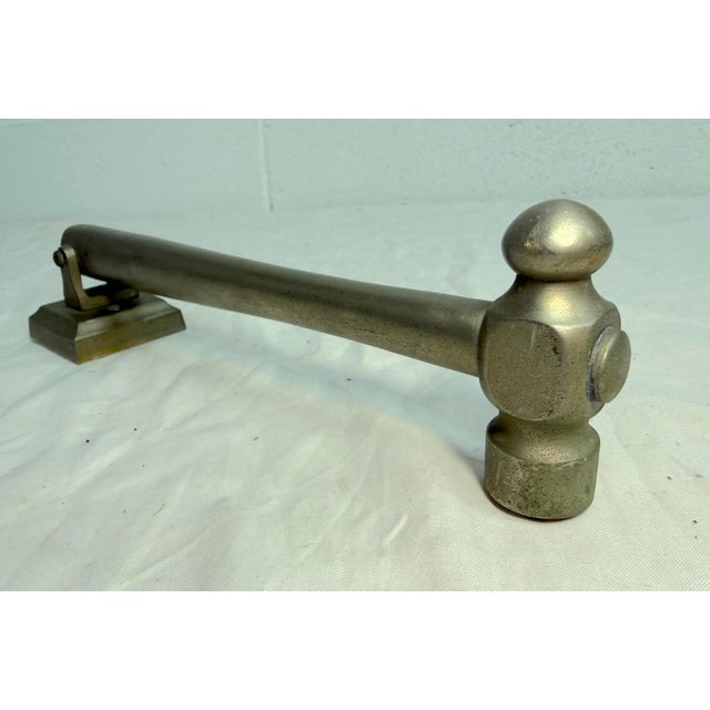 Large Antique Solid Nickel Plated Brass Hammer Front Door Knocker Bell Alarm For Sale - Image 4 of 12