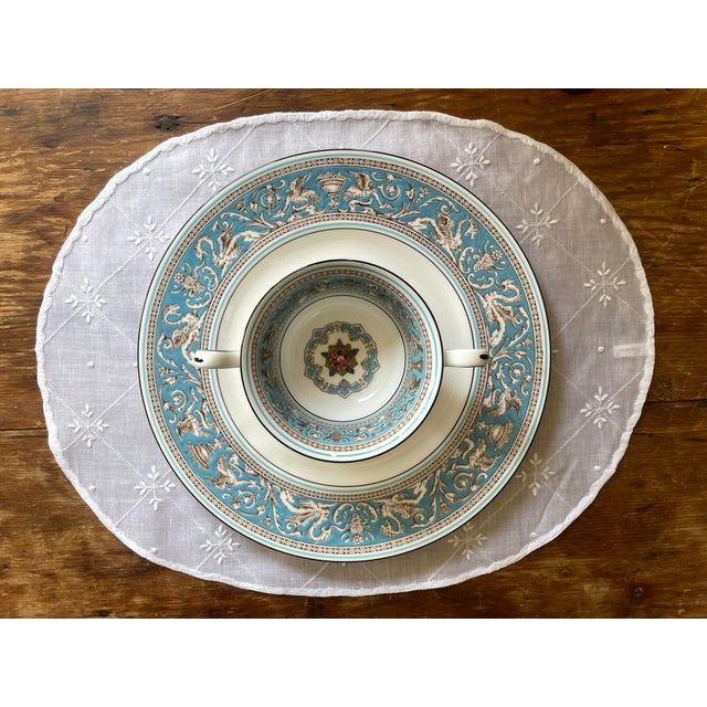 Turquoise Dishes Fit for a Queen (Or Khaleesi): Vintage Wedgwood Florentine Turquoise, 1940s Hand-Painted Set For Sale - Image 8 of 11