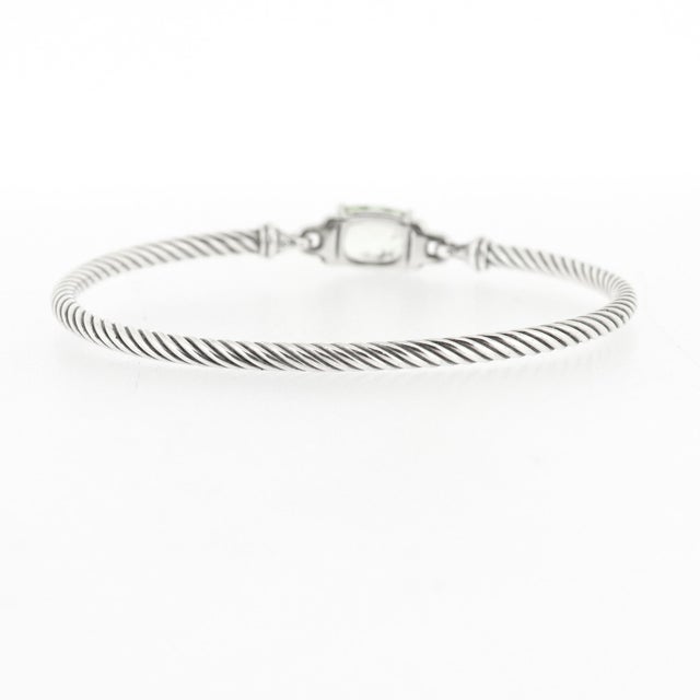David Yurman Sterling Silver, Prasiolite, & Diamond 3mm Wheaton Bracelet For Sale - Image 10 of 14
