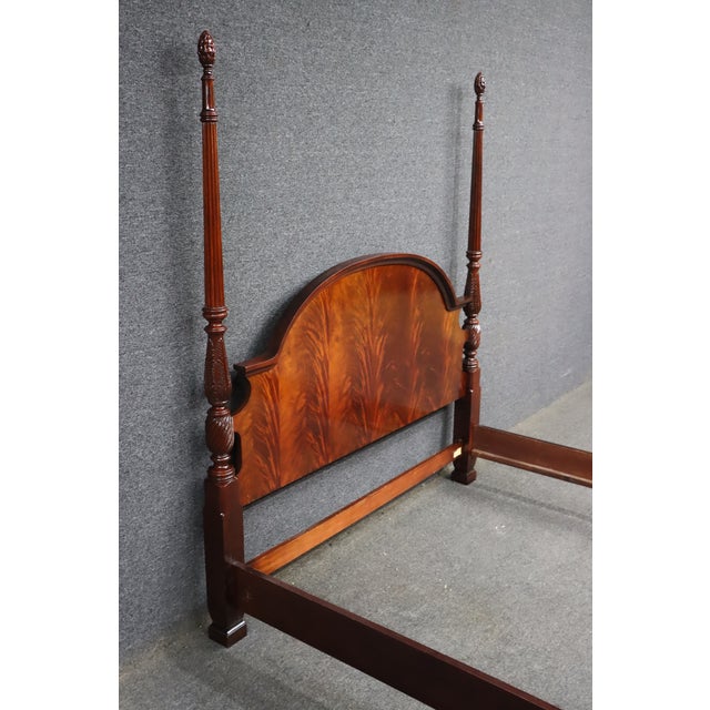 Wood Thomasville Queen Size Mahogany Four Poster Bed With Flame Mahogany Headboard For Sale - Image 7 of 12