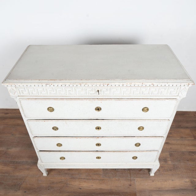 Gustavian (Swedish) Early 19th Century Danish Gray Painted Pine Gustavian Chest of Five Drawers For Sale - Image 3 of 16