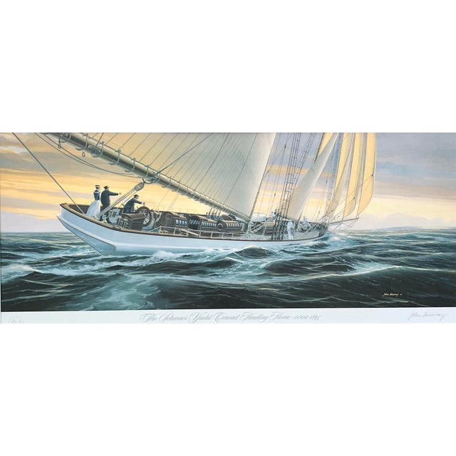 Nautical John Mecray “The Schooner Yacht Coronet…” Framed, Matted & Signed Print For Sale - Image 3 of 10