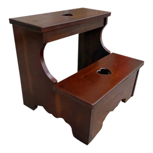Late 20th Century Vintage Georgian Style Bed/Library Step Stool With Heart Carved