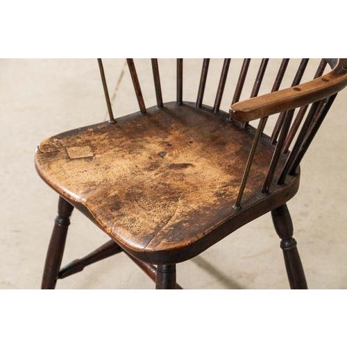 Brown 19th Century English Vernacular Yew & Fruitwood Stick Back Windsor Chair, 1800s For Sale - Image 8 of 15