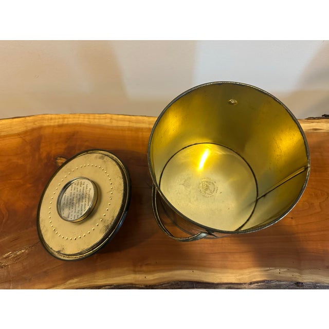 Mid 20th Century Vintage Black Chinoiserie Tea Tin With Scenic Landscape and Carry Handle For Sale - Image 5 of 5