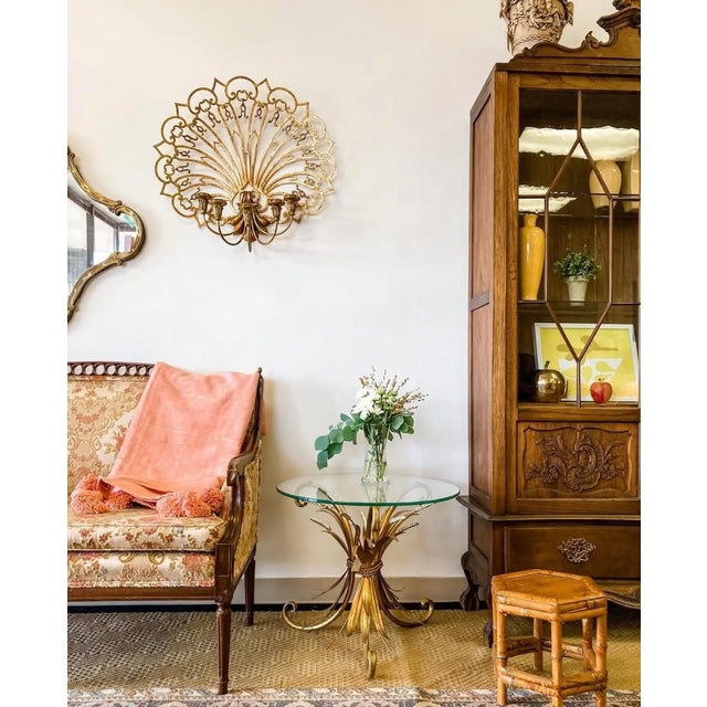 Mid 20th Century Vintage Grand Gilt Fan Wall 5-Arm Candle Sconce For Sale - Image 5 of 6