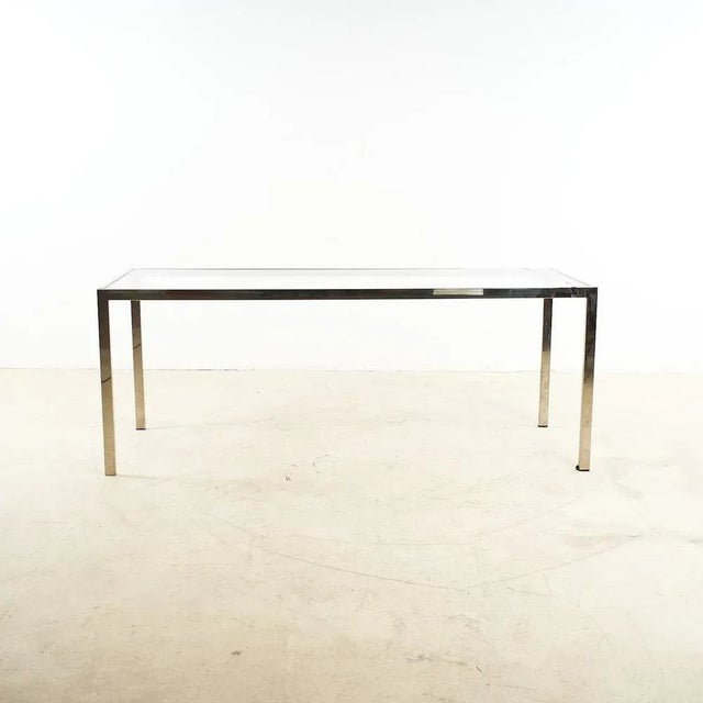 Industrial Chromed Iron Table with Glass Top For Sale - Image 3 of 6