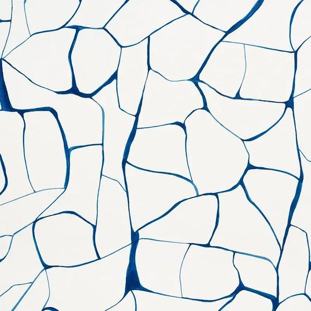 Abstract Sample - Schumacher X Porter Teleo Filigree Fabric in Navy For Sale - Image 3 of 3