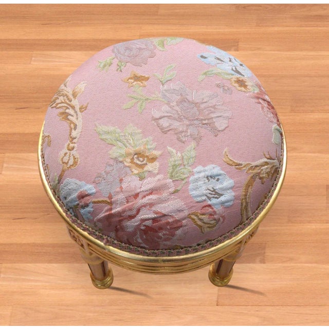 French 1960s Pink Footstool in Gold Leaf Stool Small Chair For Sale - Image 3 of 9