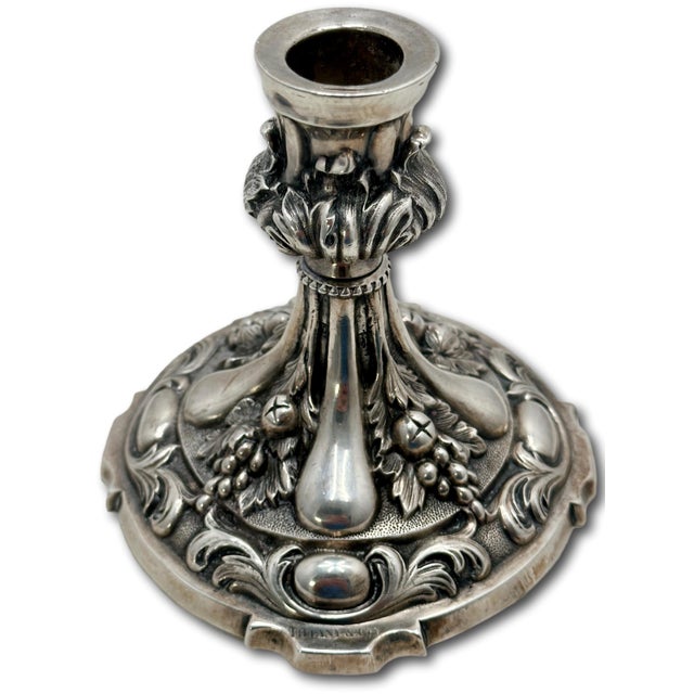 Silver Antique Fine & Beautiful Victorian Tiffany & Company Heavy Solid Cast Silverplate Candlesticks - A Pair For Sale - Image 8 of 18