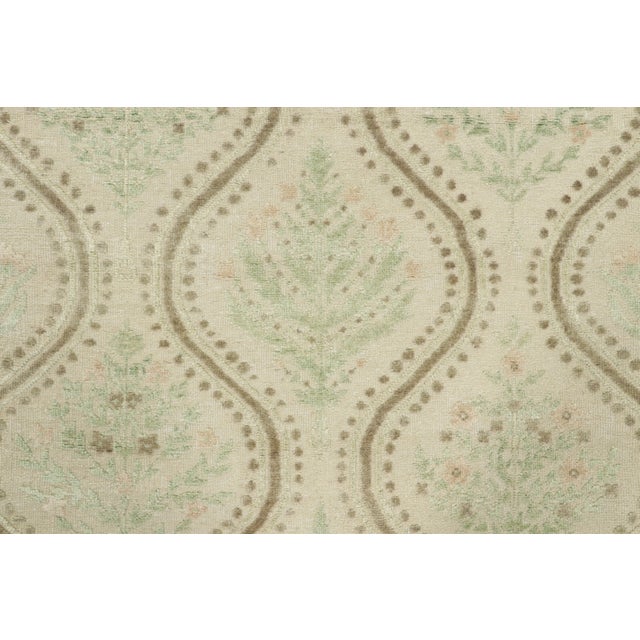 Contemporary Contemporary Block Print Floral Natural Silk Square Rug by Rug & Kilim, India For Sale - Image 3 of 8