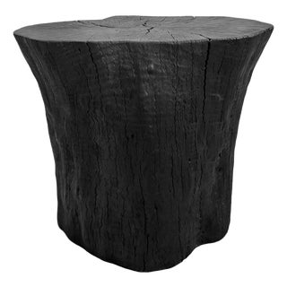 Organic Modern Black Natural Form Stump Stool / Side Table For Sale