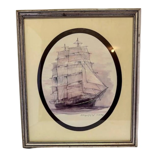 1960s Print of Water Colored Sketch the Fieldriggerin "Georg Stage" For Sale