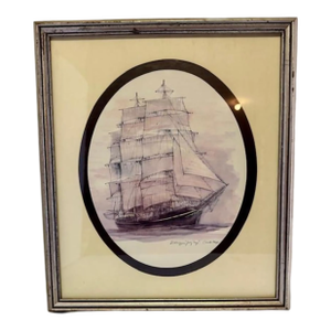 1960s Print of Water Colored Sketch the Fieldriggerin "Georg Stage"