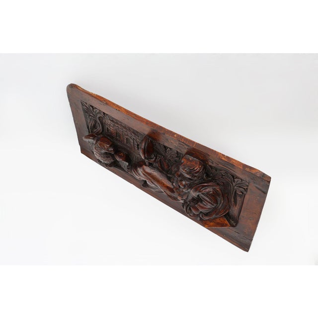 17th Century Gothic Hand-Sculpted Oak Panel, Belgium For Sale - Image 5 of 11