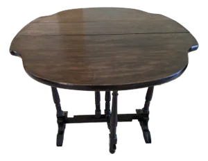 Antique Jacobean Revival Gateleg Drop-Leaf Table With Bobbin Turned Legs