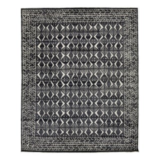 Modern Moroccan Style Wool Rug With Gray Geometric Design by Apadana For Sale