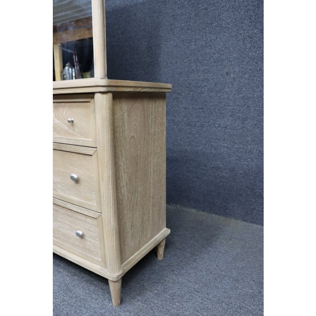 Cerused Oak Six Drawer Dresser With Mirror For Sale - Image 4 of 13